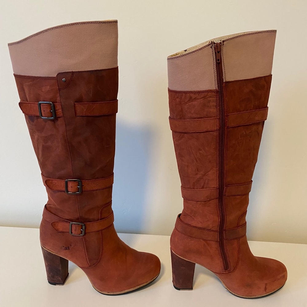 Knee high Distressed Leather CAT Boots